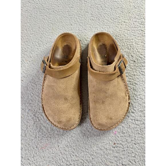 Birkenstock Boston Taupe Suede Soft Leather Footbed 40 L9 M7 Comfort Clogs Mules - Picture 1 of 9